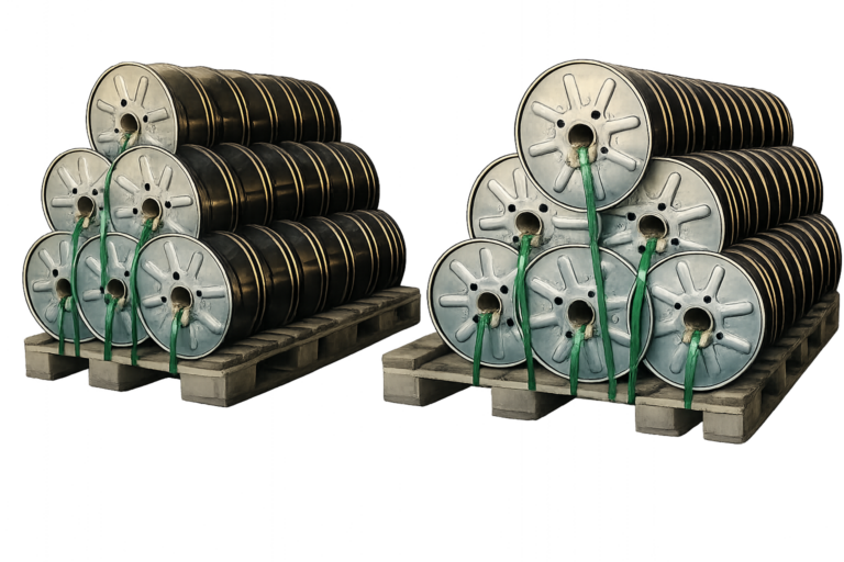 szimmetrikus kábelfűzerek raklapokon